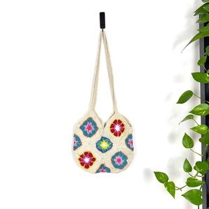 Handmade crochet multicolor granny square purse